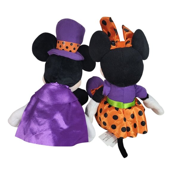 Disney Halloween Mickey & Minnie Plush Dolls 11" Cape Hat Bat Embroidered Eyes - Picture 4 of 10